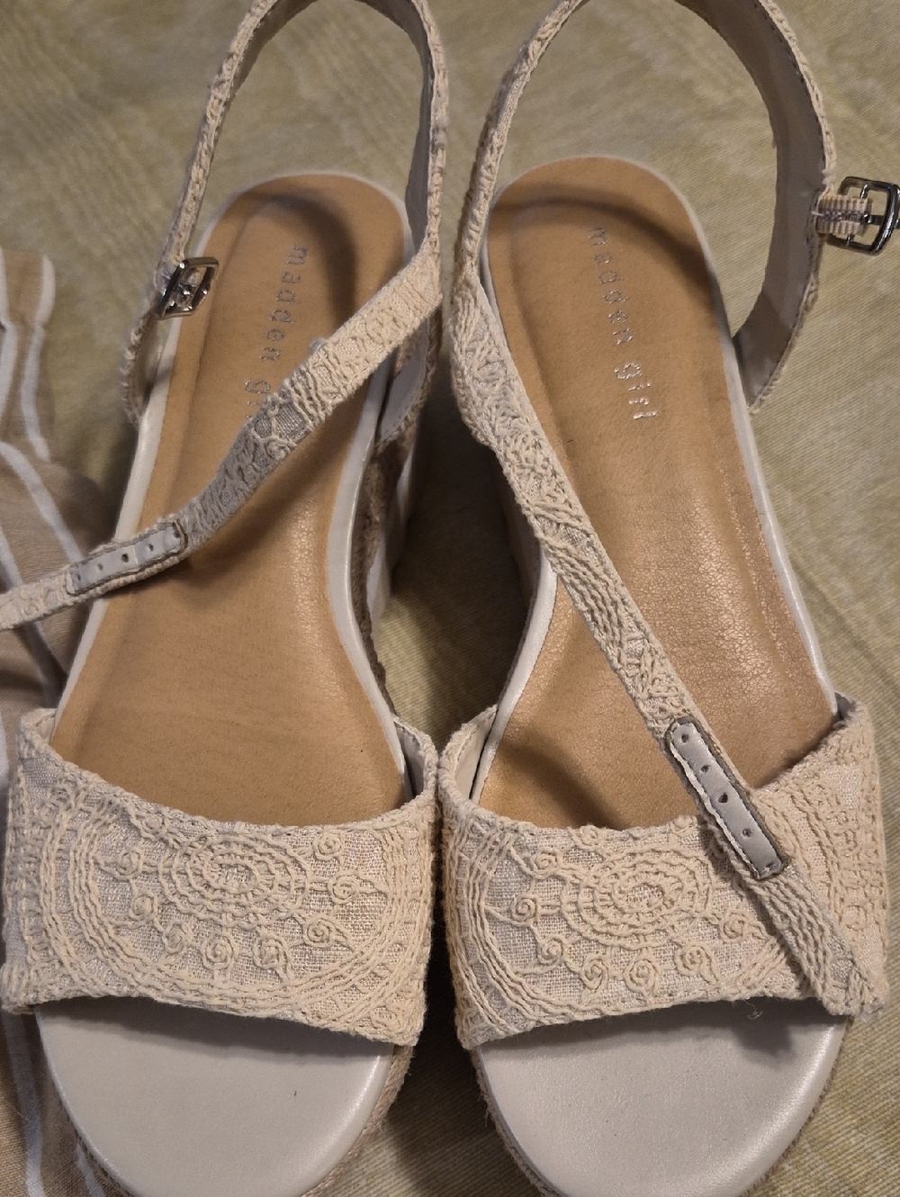 Madden Girl Cream Lace Slingback Sandals